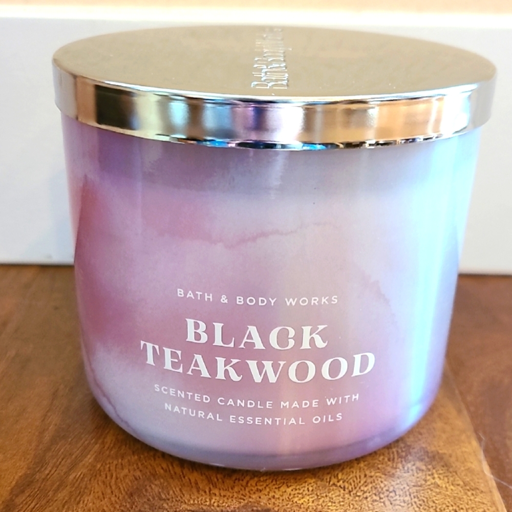 BLACK TEAKWOOD 3 Wick Candle Bath And Body Works